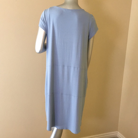 EILEEN FISHER | Bateau Neck Cap Sleeve Dress Hi Low - Picture 8 of 17